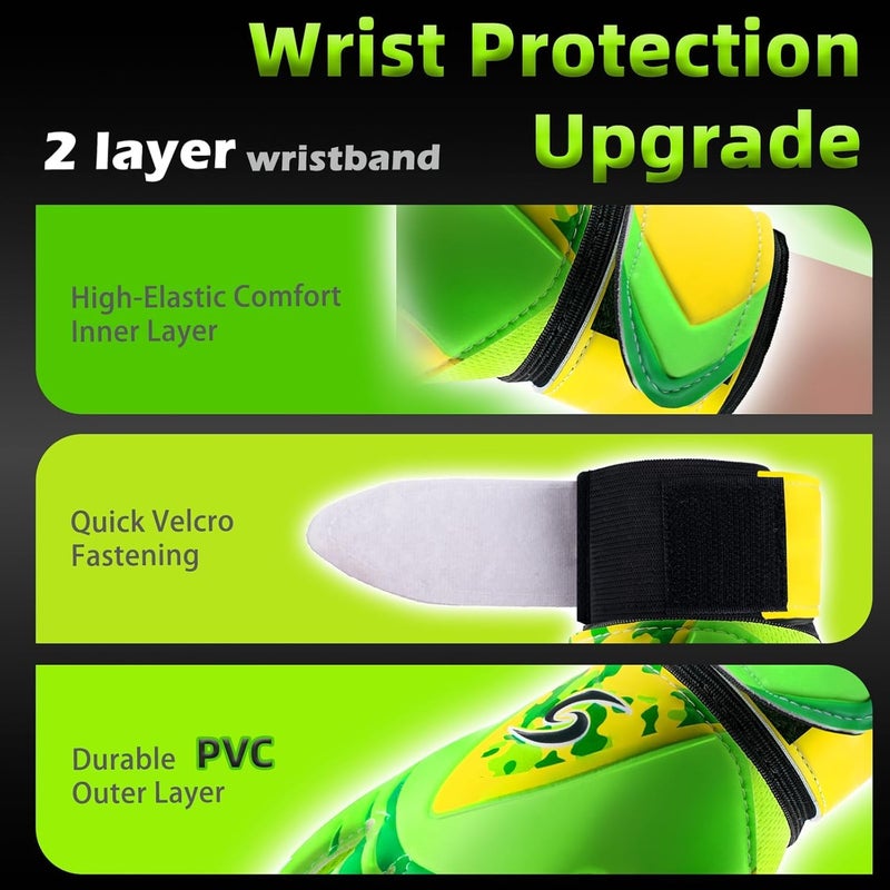 Sportout قفازات حارس مرمى للأطفال من سبورت آوت، قفازات حارس كرة القدم مع حماية مزدوجة للمعصم ومواد لاتكس مقاومة للانزلاق والارتداء لمنع الإصابات - Image 3